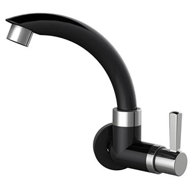 Imagem de Torneira Cozinha Parede Bica Baixa Móvel Ándria Preta/Cromada Com Bitola 1/2" - 3/4" Durín