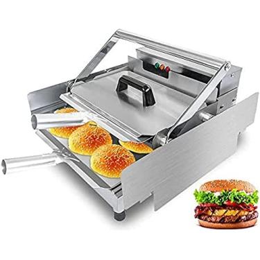 Imagem de Torradeira de hambúrguer de camada dupla Máquina de hambúrguer comercial elétrica Revestimento antiaderente Assar Pão de hambúrguer Máquina de pão com aquecimento totalmente automático com t