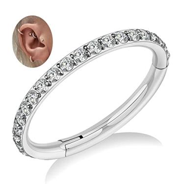 Imagem de FINE4U Piercing de argola de titânio ASTM F136 16G 18G 6 mm 8 mm 10 mm 11 mm 12 mm - Clicker hipoalergênico articulado para septo, cartilagem, concha, hélice, torre, tragus, daith, 16G, 8mm, Titânio