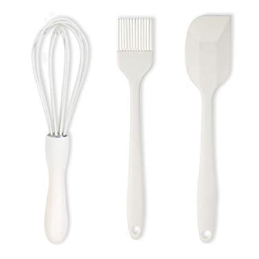 Imagem de Conjunto de espátulas de silicone de grau alimentício com pincel e batedor de pastelaria, panelas antiaderentes, resistentes ao calor, design sem costura, espátulas de cozinha para cozinhar, assar e