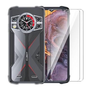 Imagem de WDMYLFTW Capa para Cubot KingKong 9 + [2 unidades] Película protetora de tela de vidro temperado - Capa protetora de TPU à prova de choque flexível de silicone transparente para Cubot KingKong 9