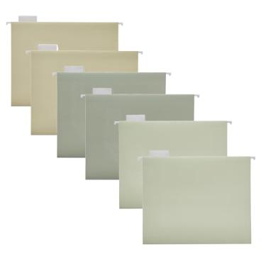 Imagem de Fei Bi Pacote com 6 pastas suspensas, organizador de arquivos, tamanho carta 1/5, corte ajustável, etiqueta, decoração, casa, escritório, escola, sala de aula, verde