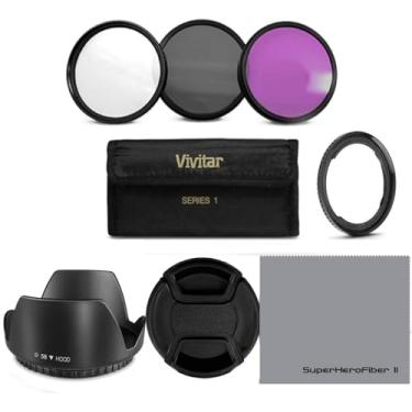 Imagem de Kit de acessórios essenciais para Canon PowerShot SX530 HS, SX520 HS, SX60 HS, SX50 HS, SX40 - Inclui: anel adaptador de filtro + kit de filtro de foto HD (UV-CPL-FLD) + para-sol de lente baioneta +