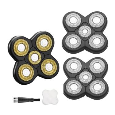 Imagem de 3 peças de cabeças de substituição de barbeador universais com 5 lâminas compatíveis com as marcas Freedom Gold Shaver e Mainstream Shaver, lâminas de substituição para barbeador de cabeça