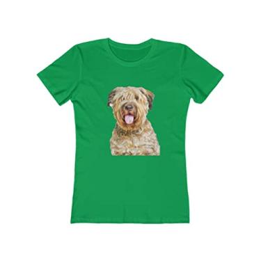 Imagem de Bouvier des Flandres - Camiseta feminina de algodão torcido por Doggylips™, Verde Kelly liso, XG