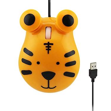 Imagem de Sokelinn-six Mouse fofo com fio, cabo USB para crianças com adorável formato de desenho animado, 1600PDI 3 botões ergonômicos, mini ratos para PC, laptop, desktop (tigre laranja)