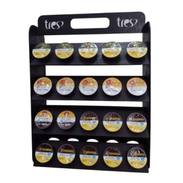 Imagem de Suporte Porta Cápsulas Três Corações Com Capacidade De 40 Unidades Em Mdf Preto