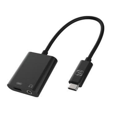 Imagem de Scosche CAAP StrikeLine Adaptador de fone de ouvido USB tipo C com entrada auxiliar fêmea de 3,5 mm e porta de carregamento USB-C para dispositivos móveis e de música, preto