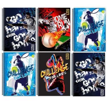 Imagem de Kit 6 cadernos colegial espiral sport x treme 80 folhas