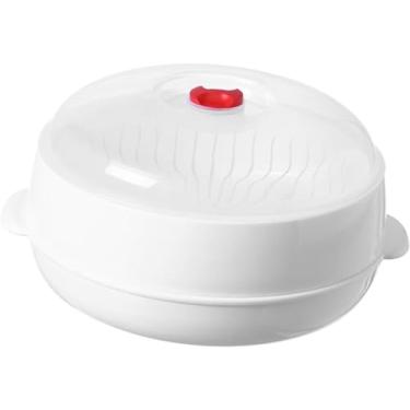 Imagem de Vaporizador de micro-ondas Forno de arroz vegetal Resistente ao calor de plástico Camada única com tampa para cozinha Cozinhar Vaporizador de micro-ondas, Vaporizador de vegetais, Vaporizador de arroz