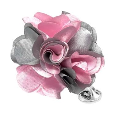 Imagem de Vittorio Vico Broche de lapela de flor premium de dois tons - lapela formal para homens, broche de flor, 2.5" (6.36CM), Poliéster, Não aplicável