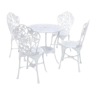 Imagem de Mesa De Alumínio Fundido Com Cadeiras Sem Braços Para Jardim Branco