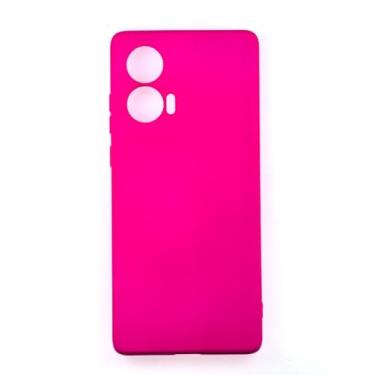 Imagem de Capinha Capa Compativel com Moto Edge 50 Fusion Silicone Macia Veludo Forro Interno Rosa Pink