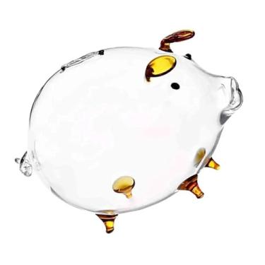 Imagem de IEUDNS Cofrinho de vidro 18x12cm, caixa de dinheiro, pote de poupança de criança, adorável, transparente, ornamento de dia dos namorados para crianças e, Âmbar