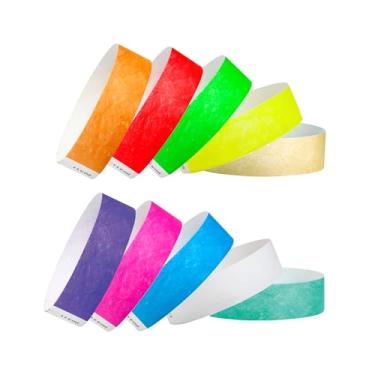 Imagem de Pulseiras Tyvek 100 Wristco para eventos – Pacote com 10 cores variadas – Design à prova de adulteração evita a reutilização – Pulseiras de grau premium para identificação hospitalar e médica, festa,