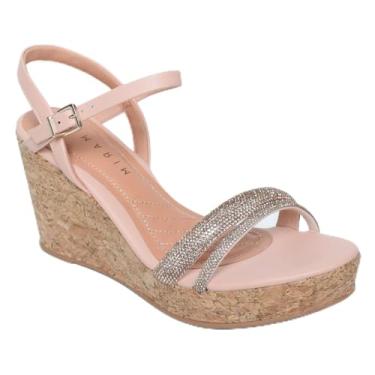 Imagem de Sandália Anabela Ramarim Cortiça Tiras Strass - Rosa - 37