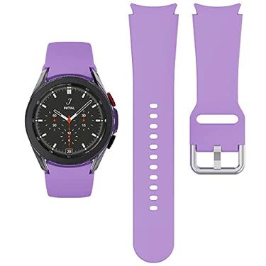 Imagem de KIMAIXA Pulseira para Galaxy Watch 5 de 40 mm e 44 mm/Galaxy Watch 5 Pro Band 45 mm/Galaxy Watch 4 40 mm 44 mm/Galaxy Watch 4 Classic Band 42mm 46mm, pulseira esportiva de silicone de 20 mm feminina e masculina, roxa
