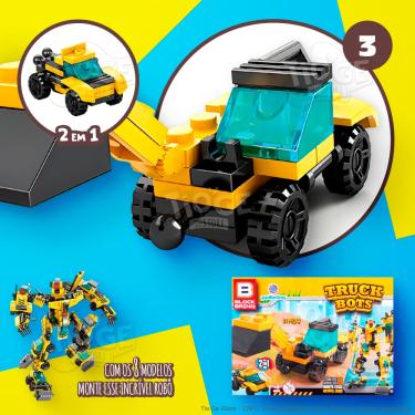 Imagem de Blocos de Montar e Desmontar (Nº 3) Caminhão Trator Escavadeira 2 em 1 Robô Transformers Truck Bots Block Brinq 31 Peças
