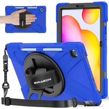 Imagem de BRAECNstock Capa para Samsung Galaxy Tab S6 Lite 10,4 polegadas 2024/2022/2020 (SM-P620/P610/P619) capa protetora à prova de choque com alça de mão giratória suporte para caneta Galaxy S6 Lite capa