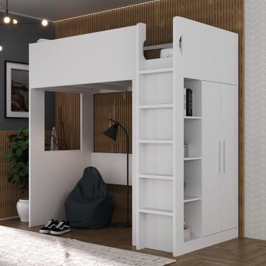 Imagem de Cama Alta 2 Portas 2 Prateleiras Branco - Foscarini