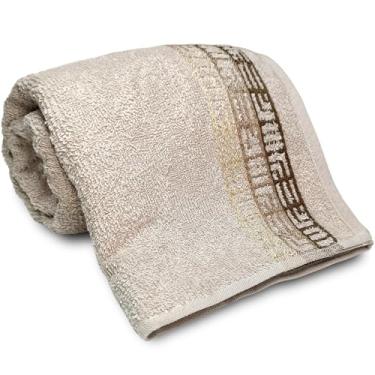 Imagem de Toalha de Banho Karsten Laurea 100% Algodão - Barra em Floral Grossa Macia Antipilling - 70 x 135 (Bosco Bege Claro 10151/1)