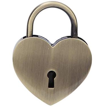 Imagem de 1 Conjunto de Bloqueio de Coração de Metal Antigo Com Chave, Cadeado Bonito Em Forma de Coração Vintage para Diário Caixa de Jóias Pequena Bagagem Mala de Viagem (Bronze)