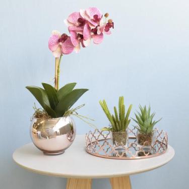 Imagem de Arranjo Orquídea Artificial Rosa Vaso Rose Gold P  Formosinha