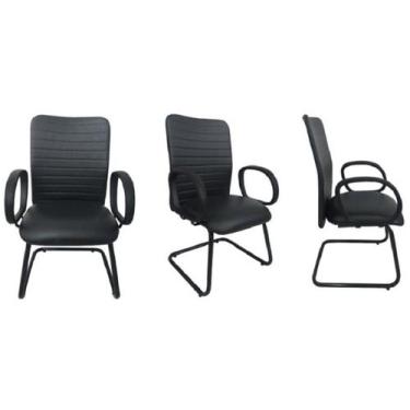 Imagem de 03 Cadeiras para Escritório Encosto Gomado Livorno Preto - Design Offi