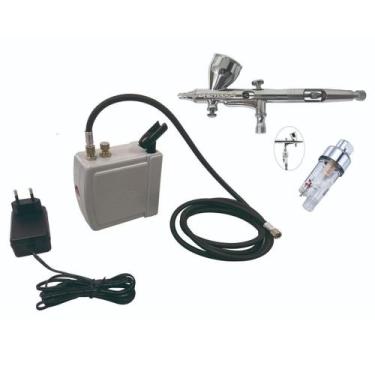 Imagem de Kit Mini Compressor + Aerógrafo 0,25Mm 9Cc + Mini Filtro - Onetools