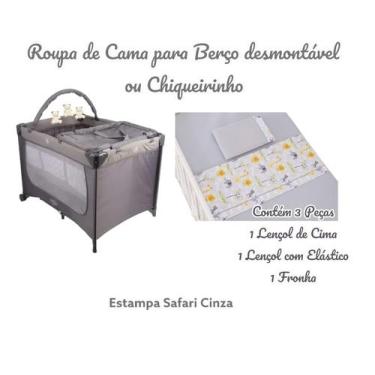 Imagem de Kit Roupa de Cama para Berço Desmontável Portátil Chiqueirinho 3 Peças