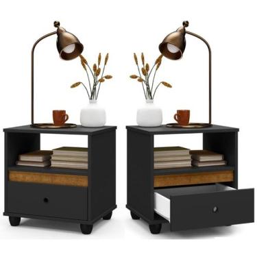 Imagem de Kit Conjunto 2 Mesa De Cabeceira Mudo Box Retro Quarto Cama Várias Cor