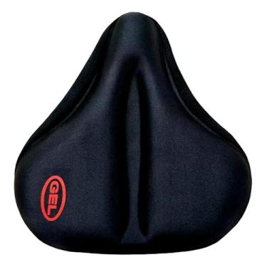 Imagem de Capa Selim Em Gel Bike Bicicleta Para Bancos Largos Ergométrica Spinning Almofada para assento macio preto
