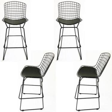 Imagem de Kit 4 Banquetas BERTÓIA preta altura 60cm - Poltronas do Sul