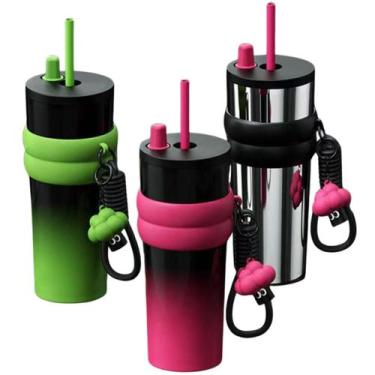 Imagem de Garrafa Térmica Universitária Carro De 710ml Silicone Canudo - Outside