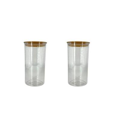 Imagem de Conjunto com 2 Potes Herméticos em Acrílico Cristal Organizador para M