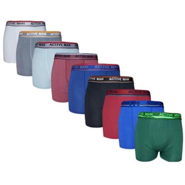 Imagem de Kit 10 Cuecas Boxer Box Microfibra Lisa Masculino Adulto Confortável C