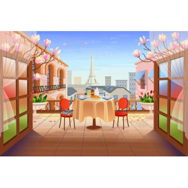 Imagem de Painel de Lona Paris Café da Manhã com Flores - Fabrika de Festa, 300x