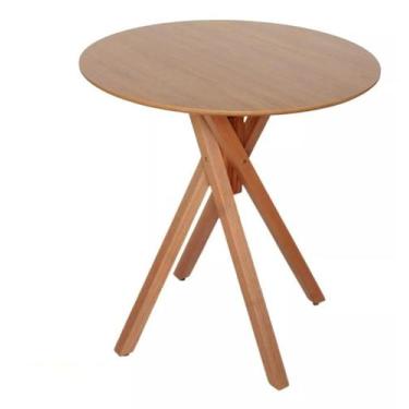 Imagem de Mesa Redonda de Madeira 70cm Jantar Varanda Área Gourmet - June Freijó