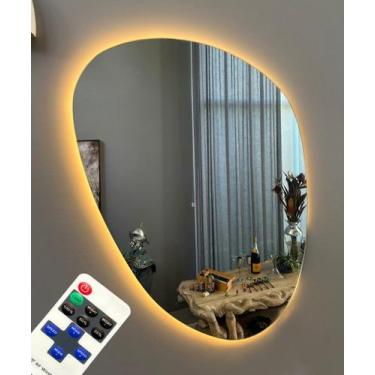 Imagem de Espelho Decorativo 80x60cm Sala Moderno Com Led + Controle - V.A Decor