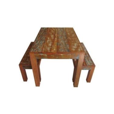 Imagem de Jogo de Mesa Rústico Mégara em Madeira de Demolição - Cód 2514 - Barro