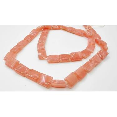Imagem de Pedra preciosa rodocrosita argentina genuína de 40,6 cm 10 x 8 mm tijolo retangular ablong vermelho rosa grau AA contas para brincos-pingente-pulseira faça você mesmo