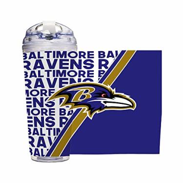 Imagem de Rico Industries Copo de acrílico NFL Football Baltimore Ravens 680 g com tampa articulada, copo de parede dupla oficialmente licenciado para fãs da NFL