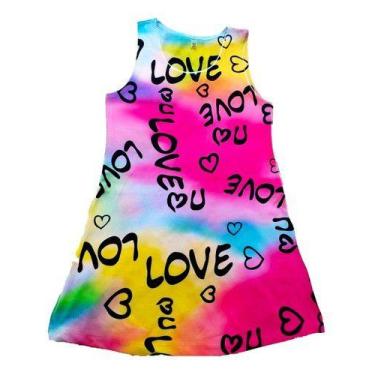 Imagem de Vestido Infantil Menina Festa Aniversário Tie Dye Love Grafi - anjo da