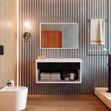 Imagem de Gabinete Nicho Suspenso com Espelheira para Banheiro com Lavatório Bet