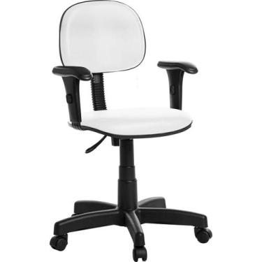 Imagem de Cadeira de Escritório Secretaria Com Braço RV Cor Branco - Goldflex