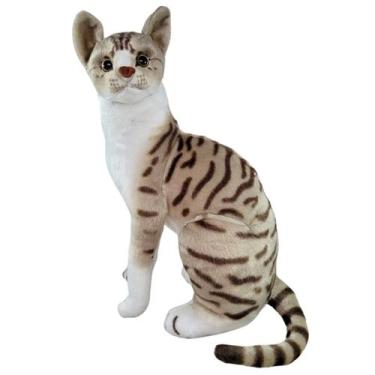 Imagem de Gato de Pelúcia Tigrado Gatinho Malhado Realista Sentado - Fizzy