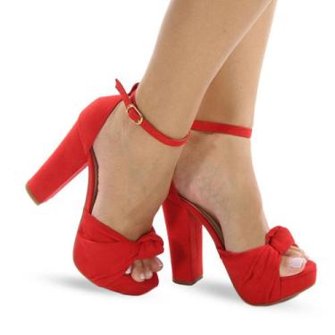 Imagem de Sandália Feminina Meia Pata Salto Grosso Nozinho P29 - Modarpe, Vermel