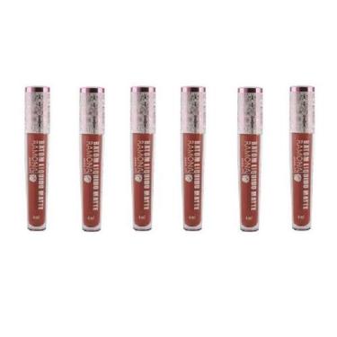 Imagem de Kit 6 Batom Líquido Matte Cor 28 Marsala 4ml - Ramona Make Up