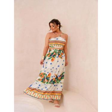 Imagem de Conjunto cropped e saia longa 3 marias estampado cod1996 - LALOKA, Azu