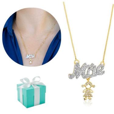 Imagem de Colar Feminino Pingente Filhos Filhas Casal Banhado Semijoia - Santo E